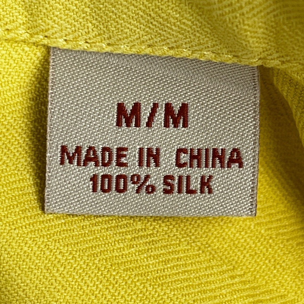 Tommy Bahama Camp Shirt Mens M Yellow 100% Silk Short Sleeve Original Fit - Picture 3 of 10